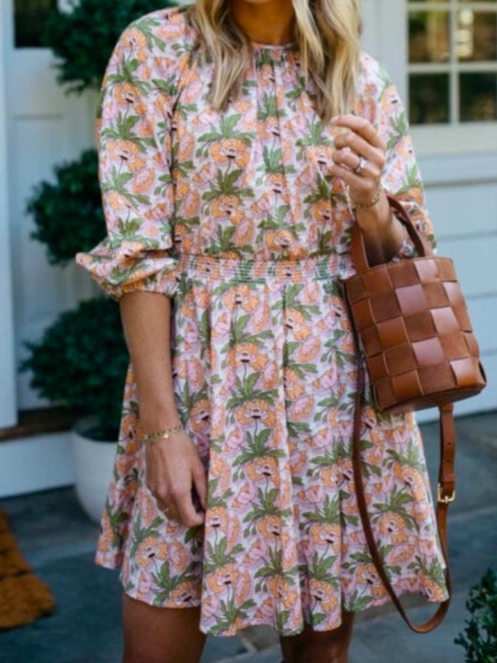 J. Crew Smocked Waist Mini Dress in Liberty Butterfield Poppy Fabric